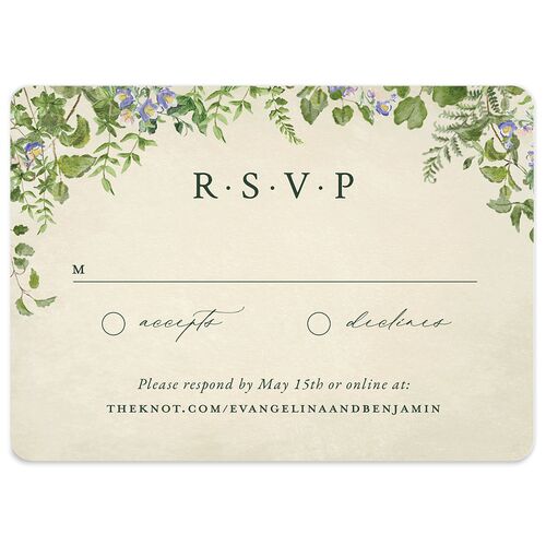 Mushroom Garden Fairytale Wedding Response Cards Dark Green Signature Rounded