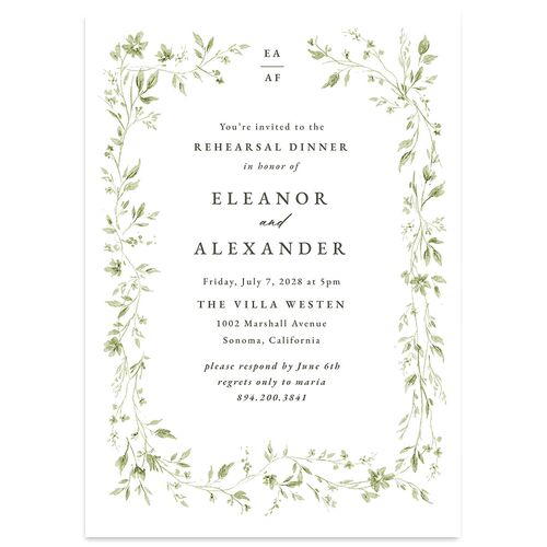 Timeless Floral Rehearsal Dinner Invitations Thyme Signature Blank Standard