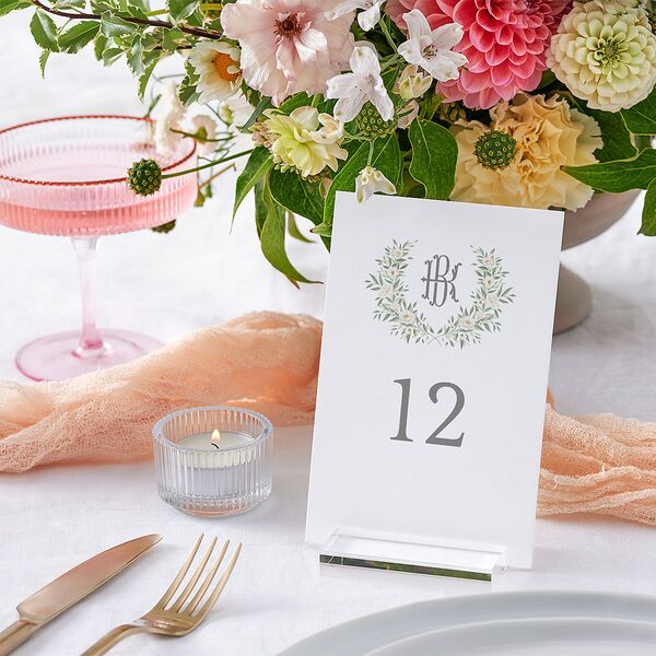 Luxury Floral Monogram Table Numbers Cotton Signature