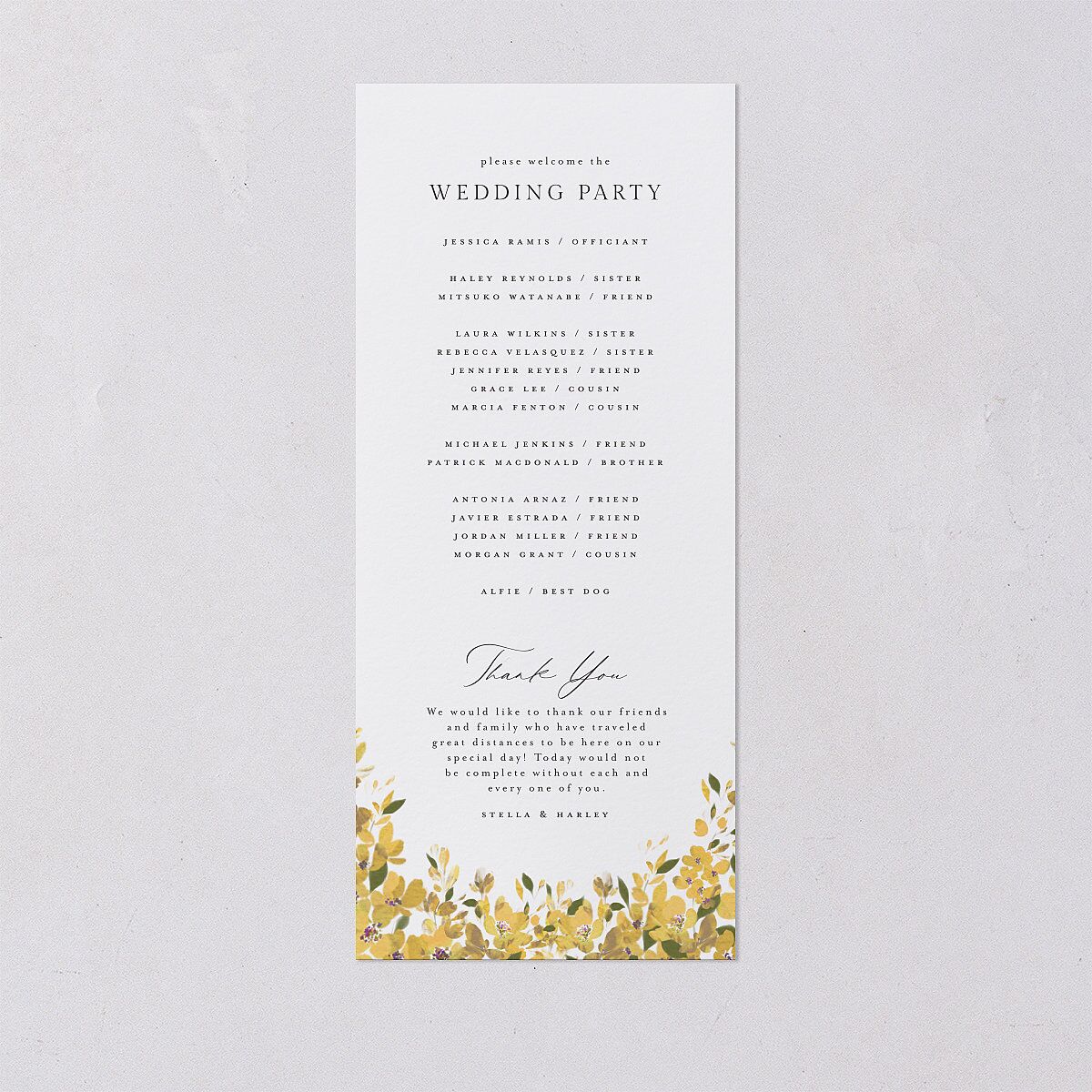 Delphinium Crest Wedding Programs Daffodil Signature