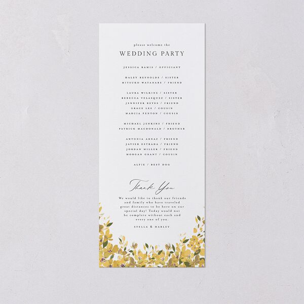 Delphinium Crest Wedding Programs Daffodil Signature