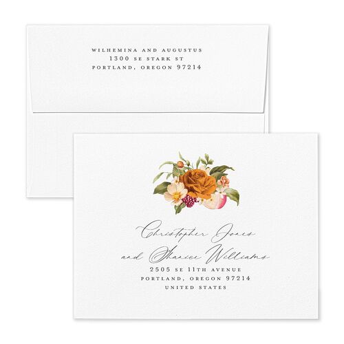 Botanical Citrus Garden Save the Date Petite Card Envelopes White Standard Raw Sienna Return Address Signature