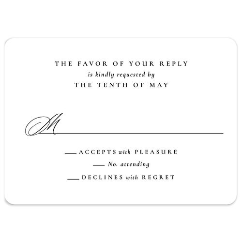 Black Tie Initial Wedding Response Cards Pure White Signature Rounded