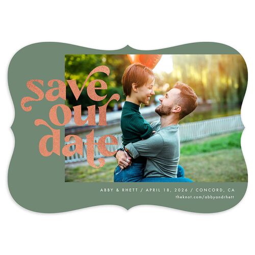 Save Our Date Save The Date Cards Rose Gold Eucalyptus Signature smooth Blank No Bracket