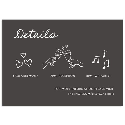 Hand Drawn Heart Photo Wedding Event Detail Cards Charcoal Signature Standard