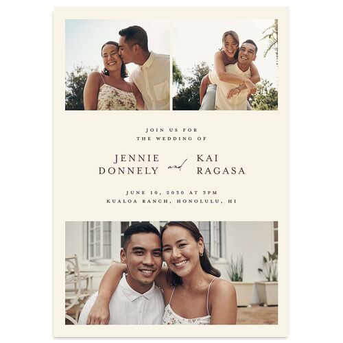 Simple Pampas Wedding Invitations Sepia Signature Blank No Standard