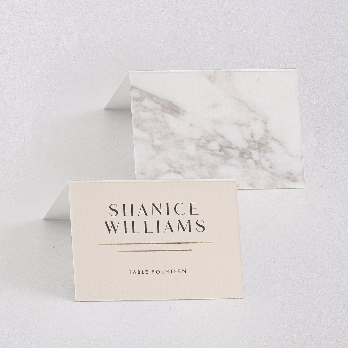 Refined Frame Place Cards Gold Snow Signature