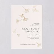 Ginkgo Leaves Wedding Invitations Gold Peony Signature Blank No Standard