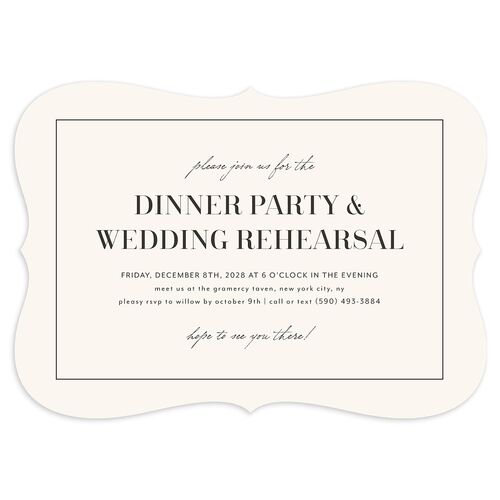 Classic Border Rehearsal Dinner Invitations Sand Signature Blank Bracket