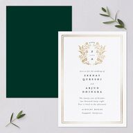 Rustic Kingdom Wedding Invitations Gold Dark Green Signature Blank No