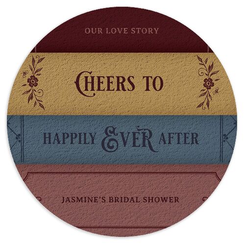 New Chapter Vintage Storybook Bridal Shower Wedding Day Coasters Merlot Cardboard Circle
