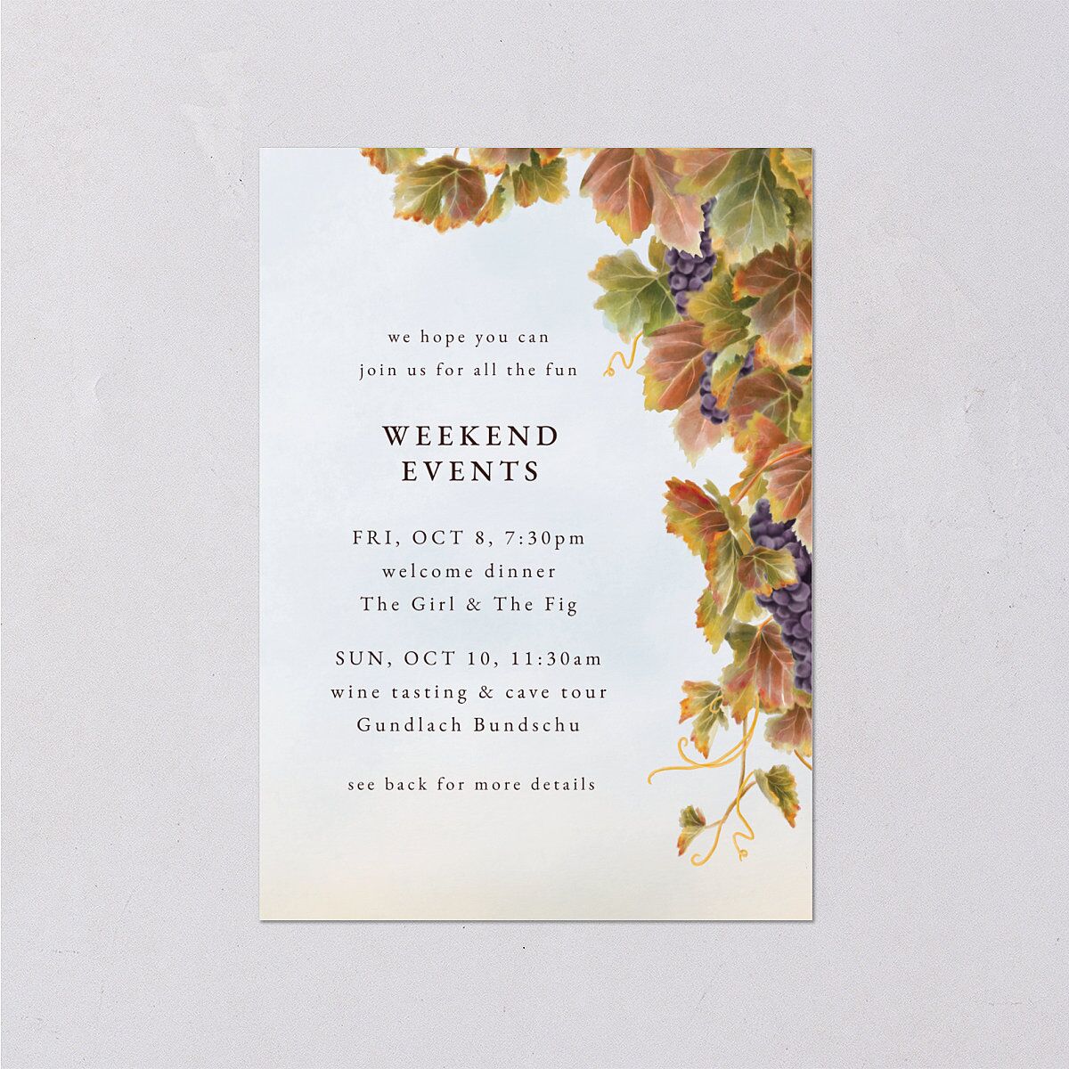 Romantic Vineyard Wedding Enclosure Cards Rust Signature Standard