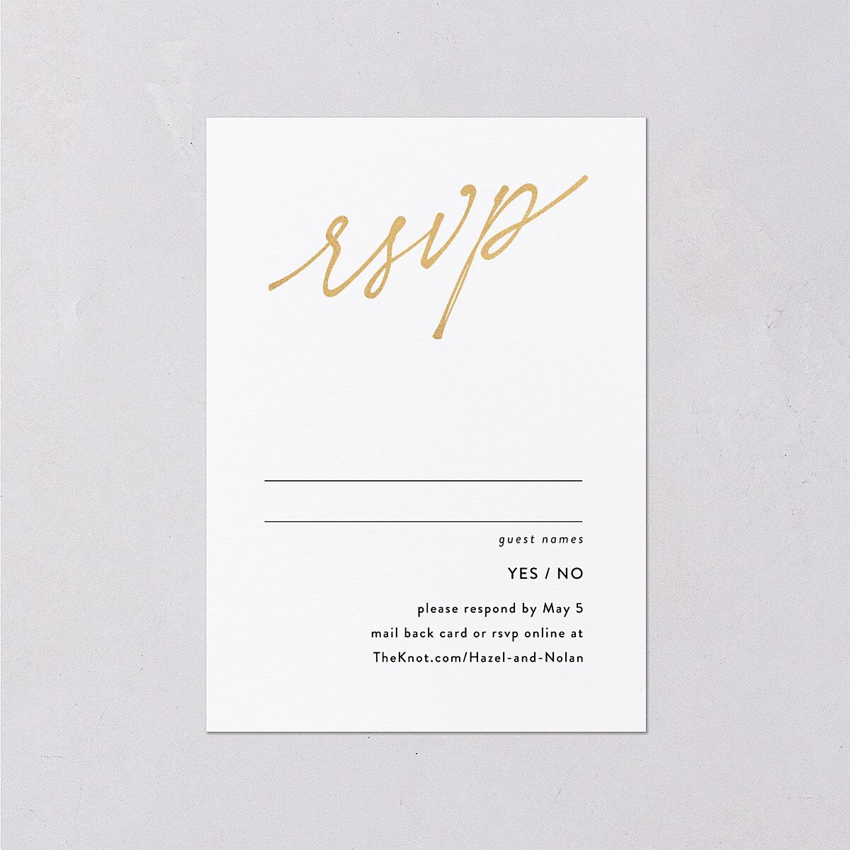 Forever Arch Foil Wedding Response Cards Gold Pure White Signature Standard