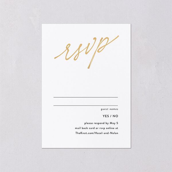 Forever Arch Foil Wedding Response Cards Gold Pure White Signature Standard