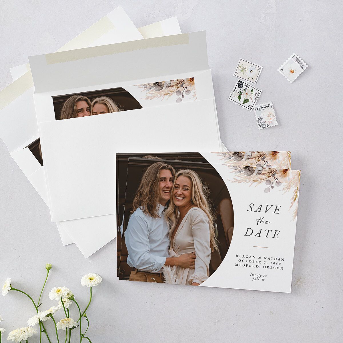 Bohemian Hoop Save The Date Cards — view 5