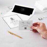 Classic Champagne with Bows QR Code RSVP Cards Pure White Signature Standard