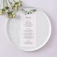 Timeless Floral Hoop Foil Menus Gold Pure White Signature