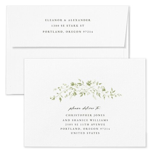 Timeless Floral Save The Date Card Envelopes Terracotta Thyme Both Recipient and Return Addresses Signature Standard