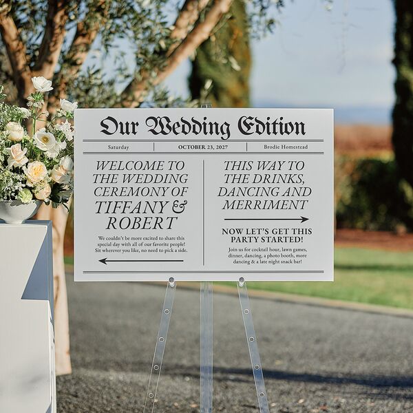 Newspaper Standard Direction Sign Large Pure White Standard Indoor Foam Core L Direction