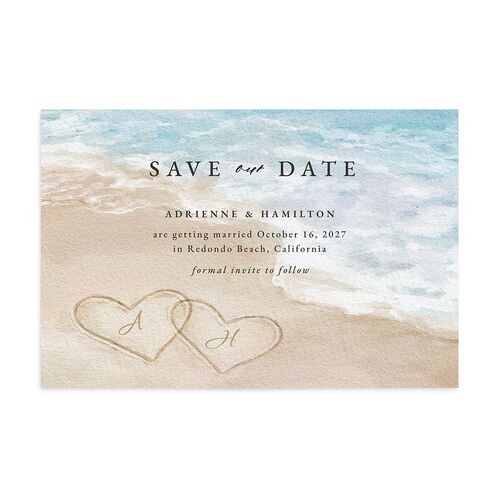 Beach Monogram Save the Date Postcards Baby Blue