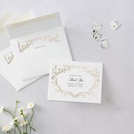 Formal Opulent Frame Foil Thank You Cards Pure White Gold