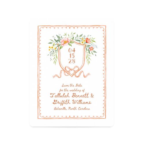 Countryside Crest Save The Date Magnets Raw Sienna Magnet Paper