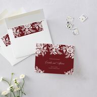 Ornate Lace Thank You Cards Maroon