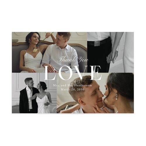 Modern Photo Collage Thank You Postcards Linen