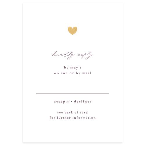 Dainty Heart Wedding Response Cards Amethyst Gold Signature