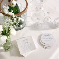 Vintage Florals Bridal Shower Wedding Day Coasters Regency Blue Cardboard Circle