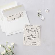 Vintage Lovebird Banner Save the Date Petite Cards Linen Signature smooth Blank No Standard