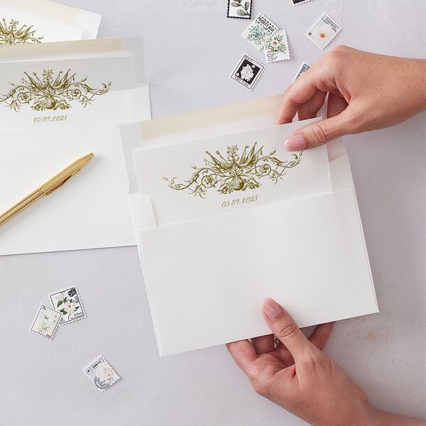 Ornate Vintage Crest Standard Envelope Liners Umber Standard