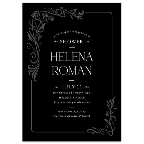 Nouveau Frame Bridal Shower Invitations Licorice Signature Blank Standard