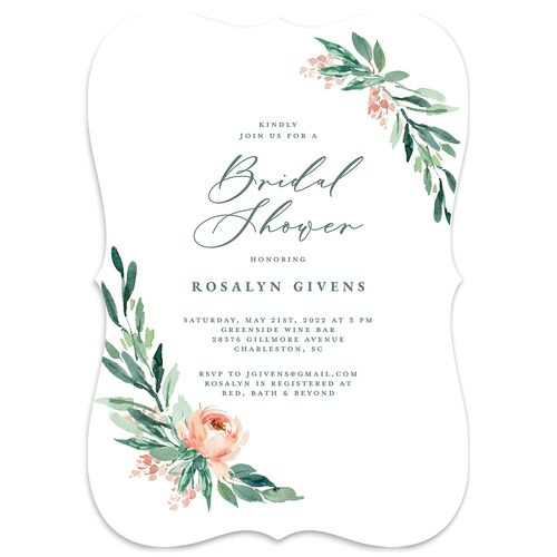Gilded Botanical Bridal Shower invitations Eucalyptus Signature Blank Bracket