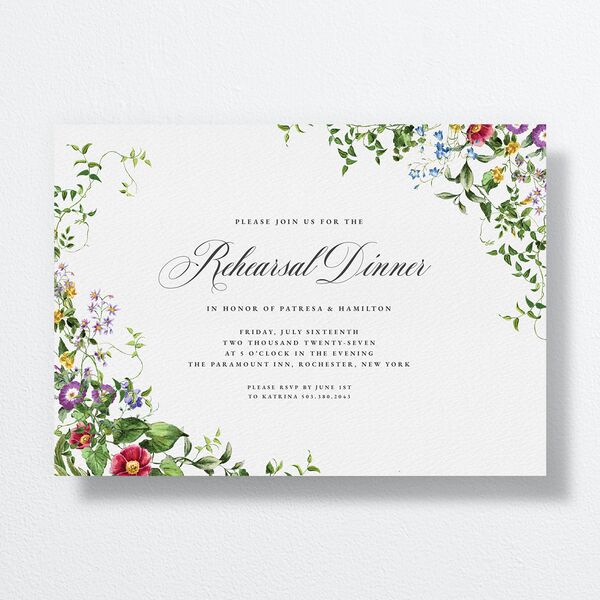 Opulent Garden Foil Rehearsal Dinner Invitations Pure White Signature