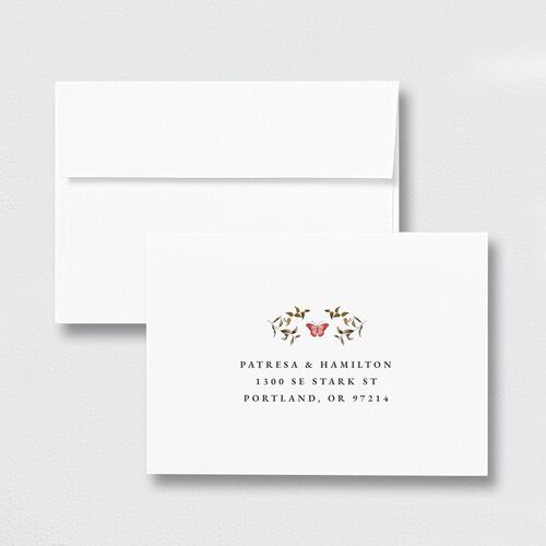 Opulent Garden Foil Response Card Envelopes White Standard Lily Return Address Signature