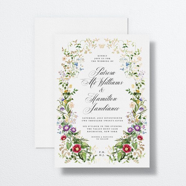 Opulent Garden Foil Wedding Invitations Gold Pure White Signature No