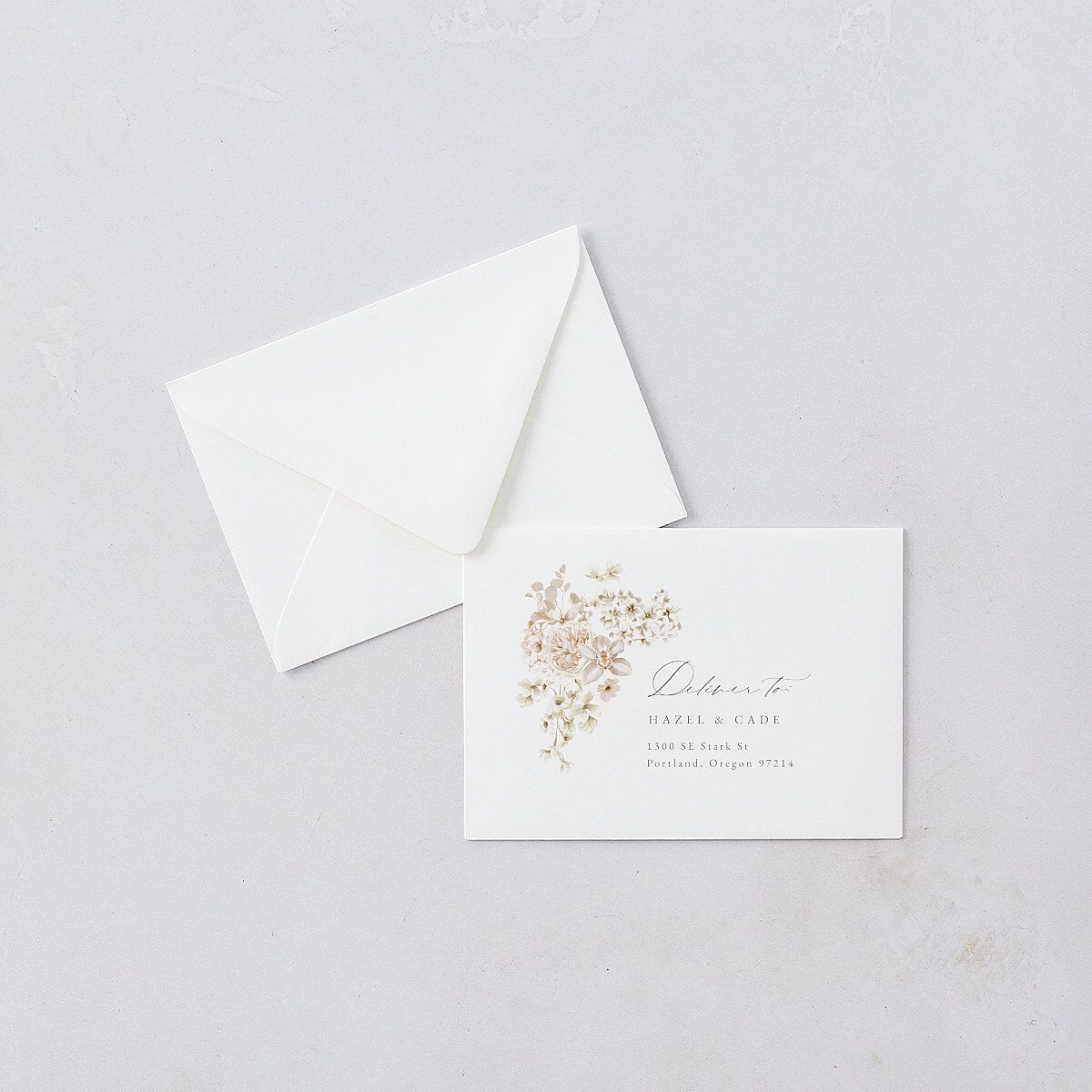 Luxury Floral Archway Response Card Euro Envelopes White Dijon Return Address Luxe