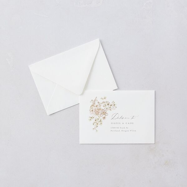 Luxury Floral Archway Response Card Euro Envelopes White Dijon Return Address Luxe