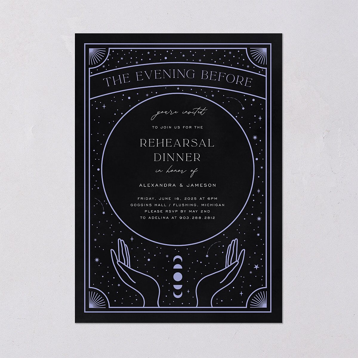 Written In The Stars Rehearsal Dinner Invitations — view 2