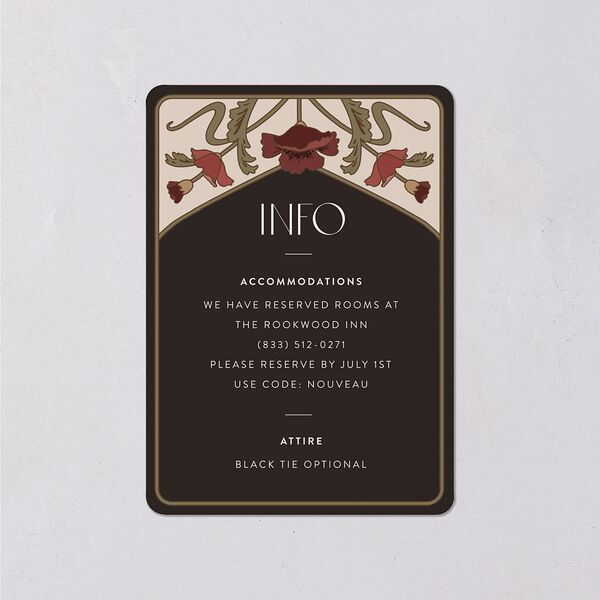 Vintage Nouveau Floral Wedding Enclosure Cards Merlot Signature Rounded
