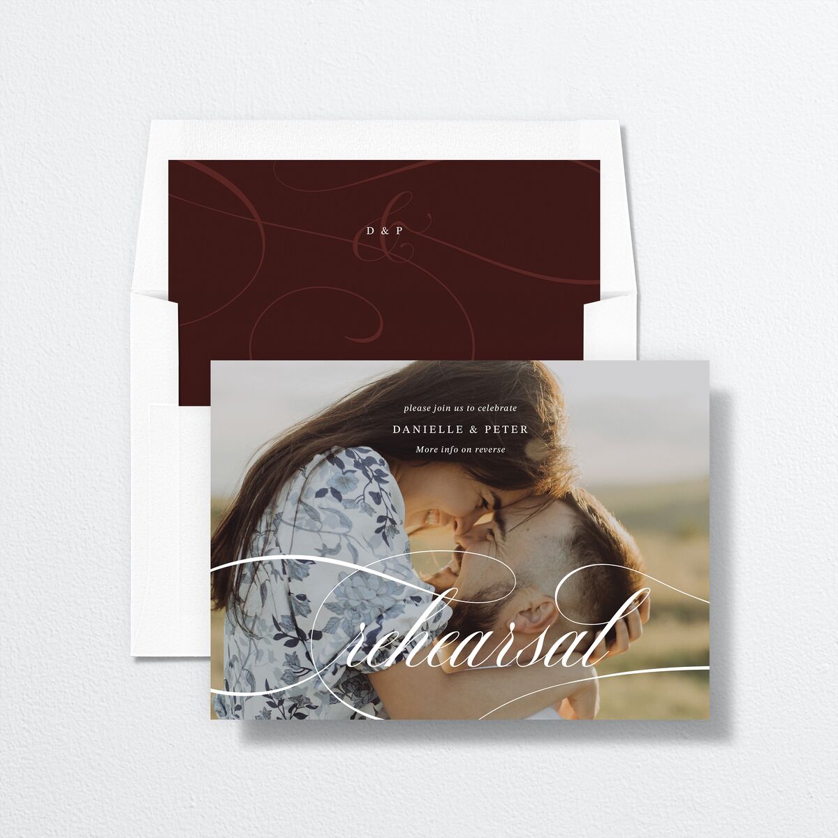 Photo Vow Rehearsal Dinner Invitations Burgundy Signature Standard