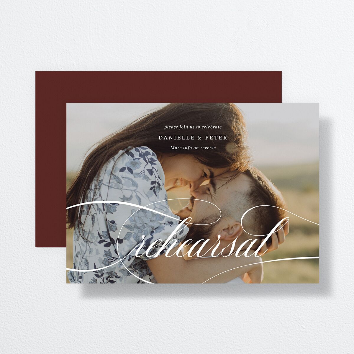 Photo Vow Rehearsal Dinner Invitations Burgundy Signature Standard