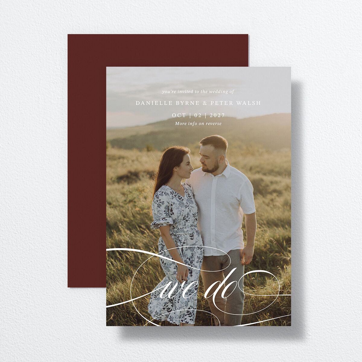 Photo Vow Wedding Invitations Burgundy Signature No Standard