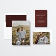 Photo Vow Wedding Invitations Burgundy Signature No Standard