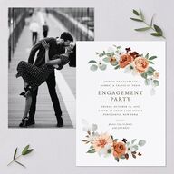 Eucalyptus Bouquet Engagement Party Invitations Terracotta Signature Blank Standard
