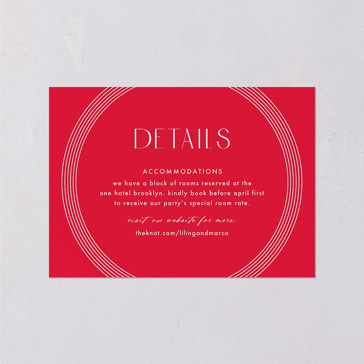 Lucky Circle Wedding Enclosure Cards True Red Signature