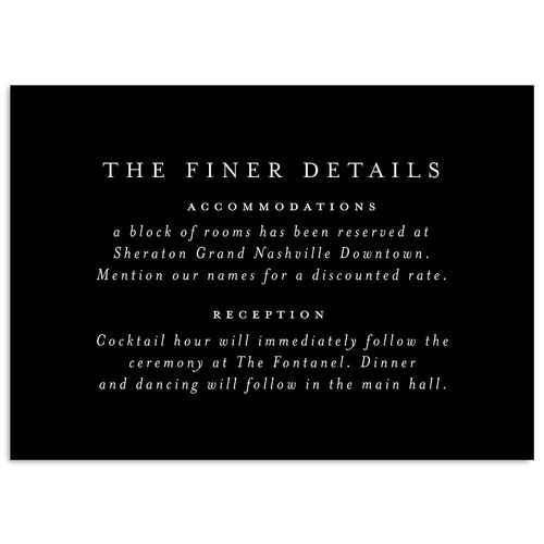 Elegant Date Wedding Event Detail Cards Midnight Signature Standard