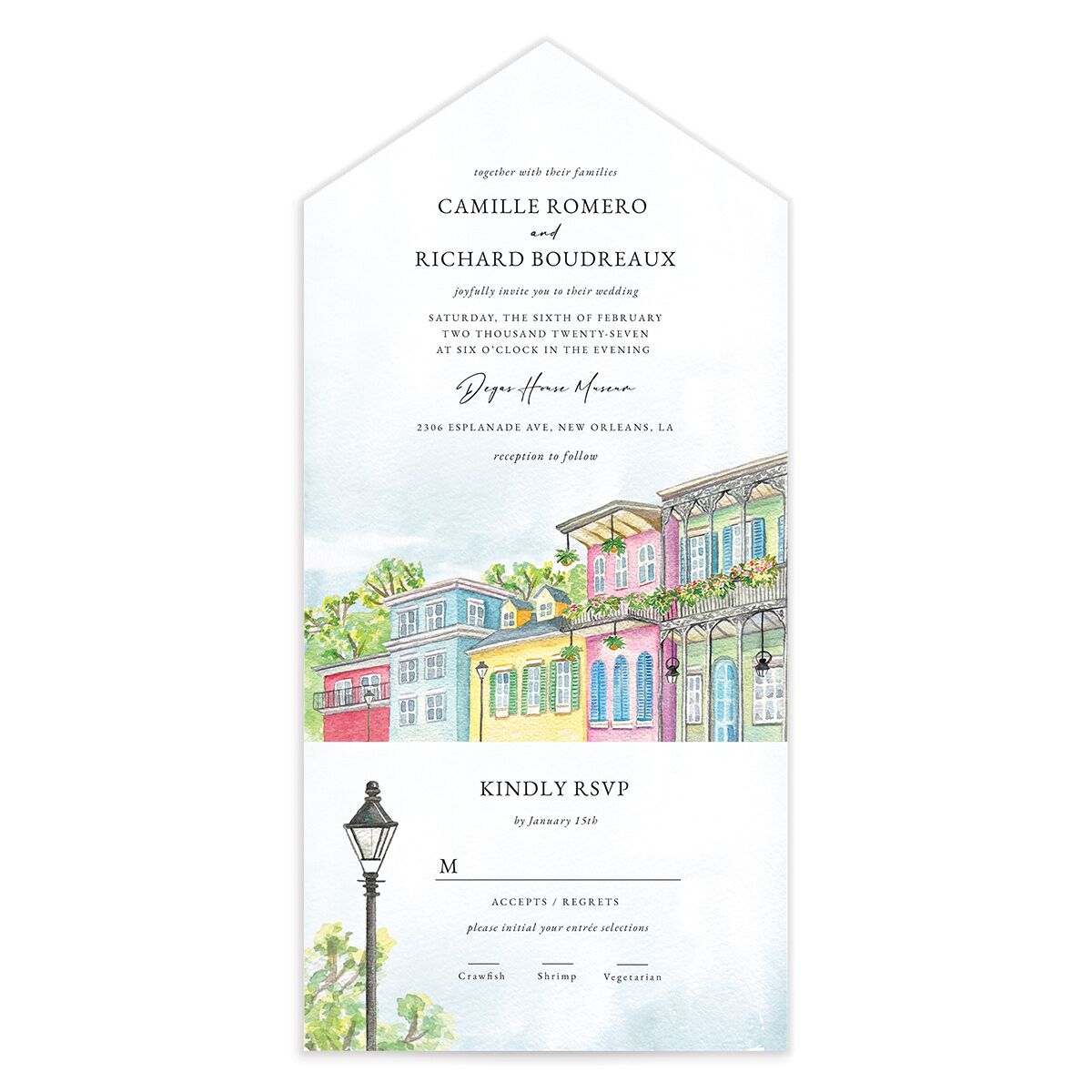 New Orleans All-in-One Wedding Invitations