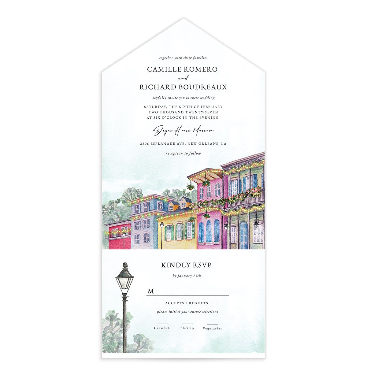 New Orleans All-in-One Wedding Invitations